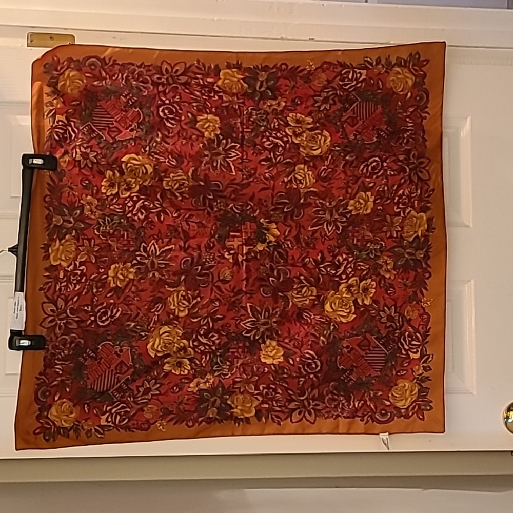 Italian orange floral scarf